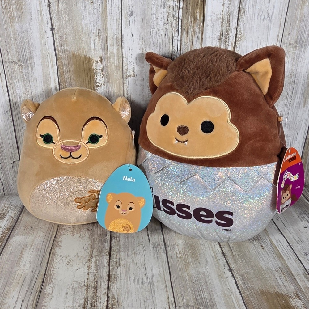 Squishmallows Nala Disney Lion King & Wade Werewolf Hershey Kisses Plush Set NWT
